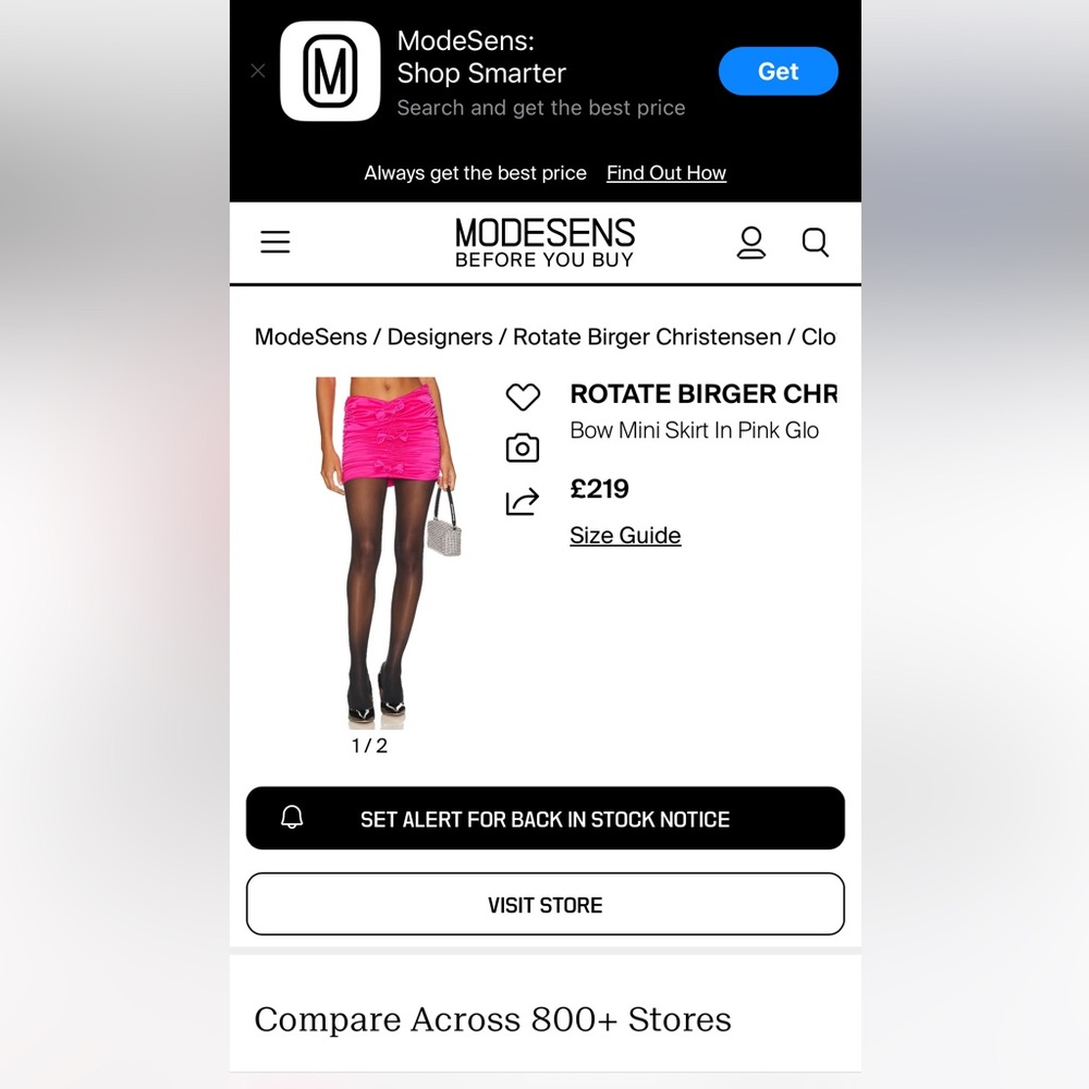 NWT Bow Mini Skirt in Pink Glo
ROTATE. Size: 34